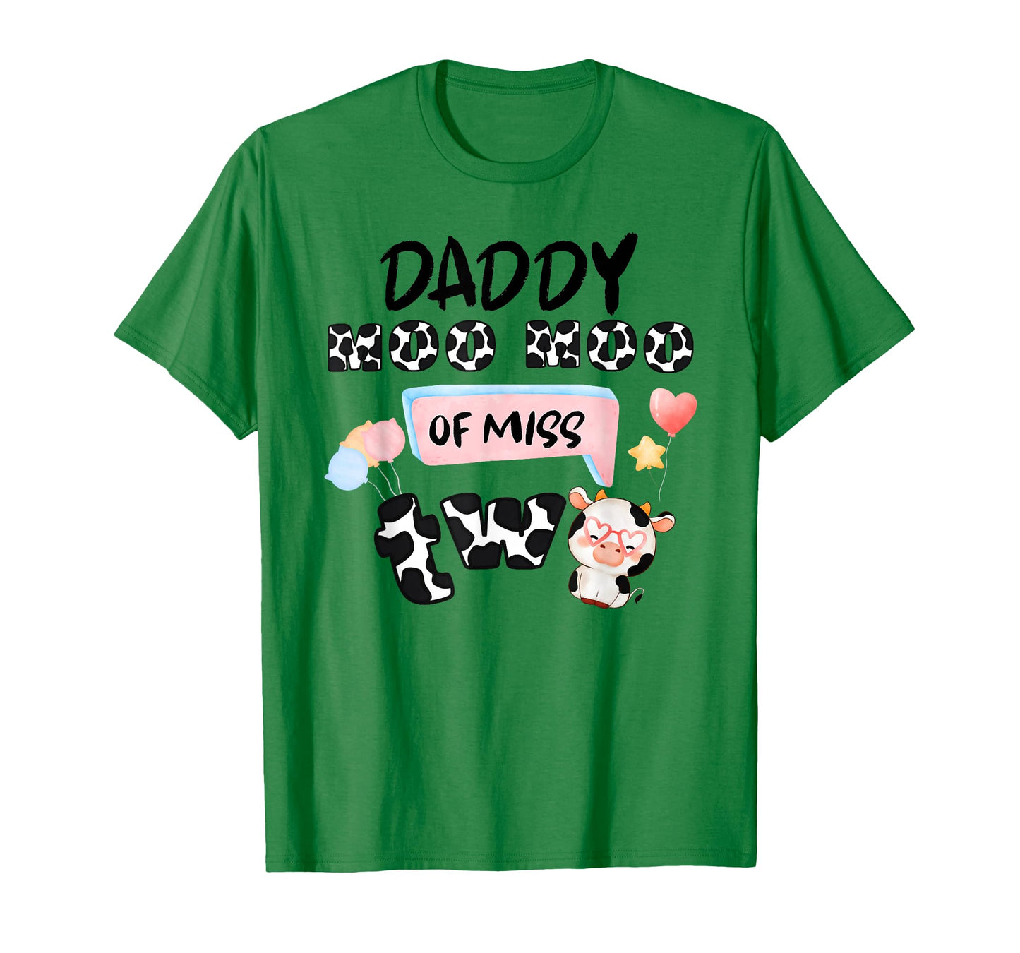 Girl Second Birthday Party Pink Cow Daddy Moo I'm Two Animal T-Shirt