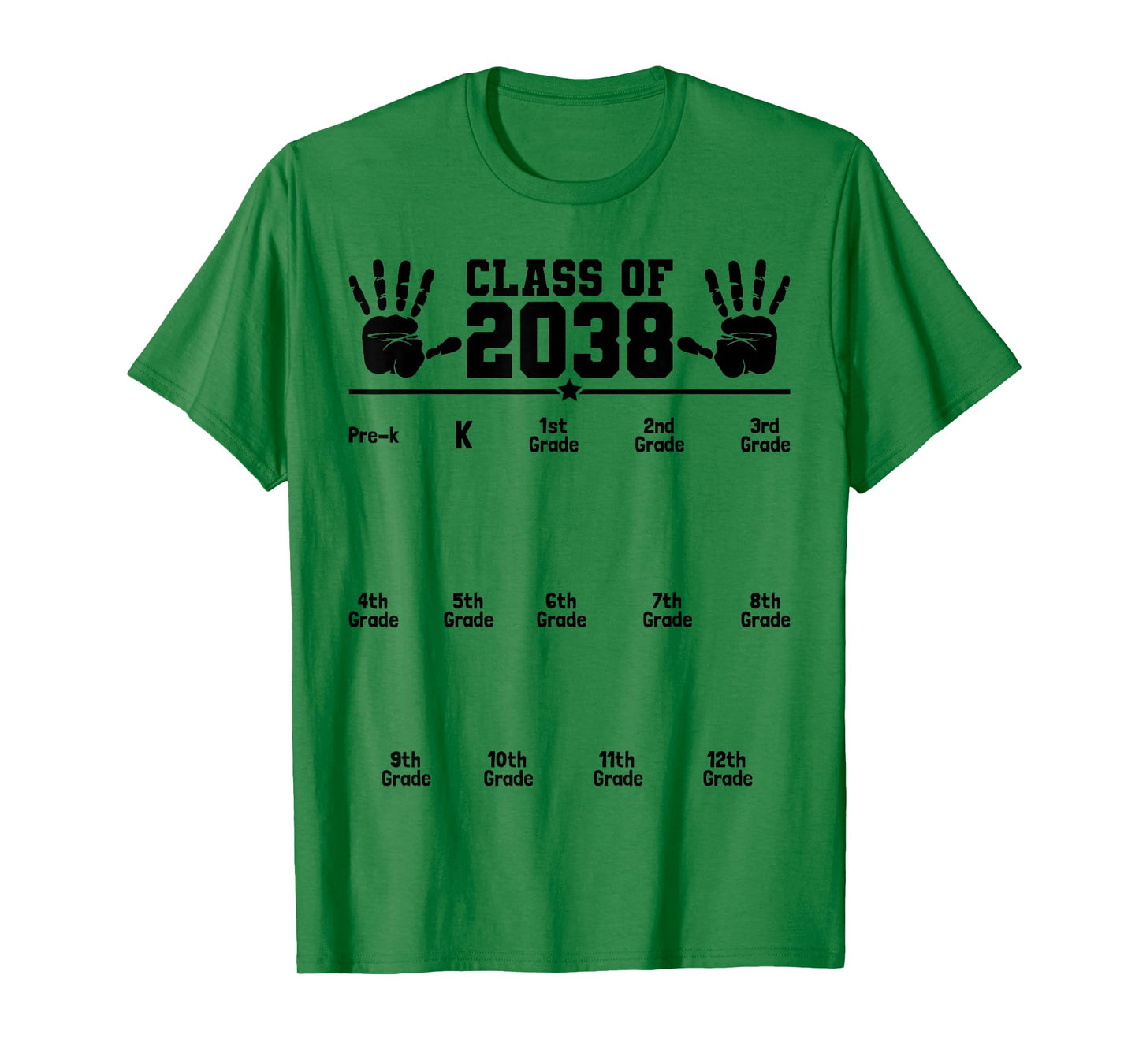 Class of 2038 Grow With Me Handprint Pre-K 12th Grade T-Shirt
