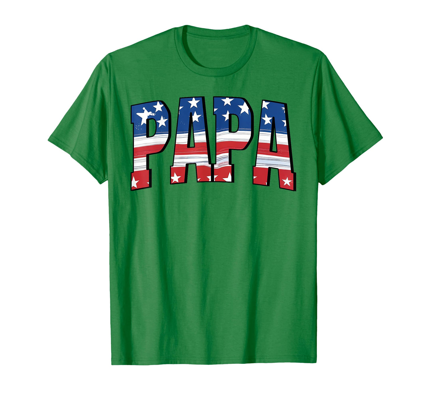 Papa Red White Blue American 4th Of July US Flag Matching T-Shirt