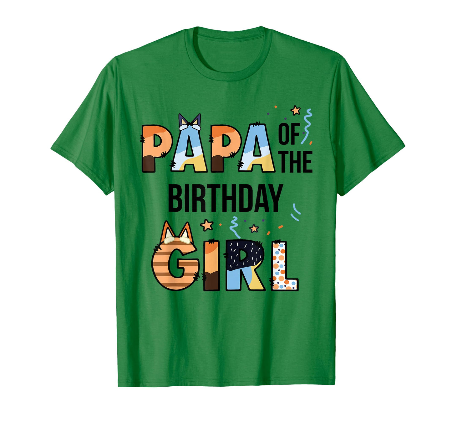 Papa Of The Birthday Girl Party Blue Dog Lover Matching T-Shirt