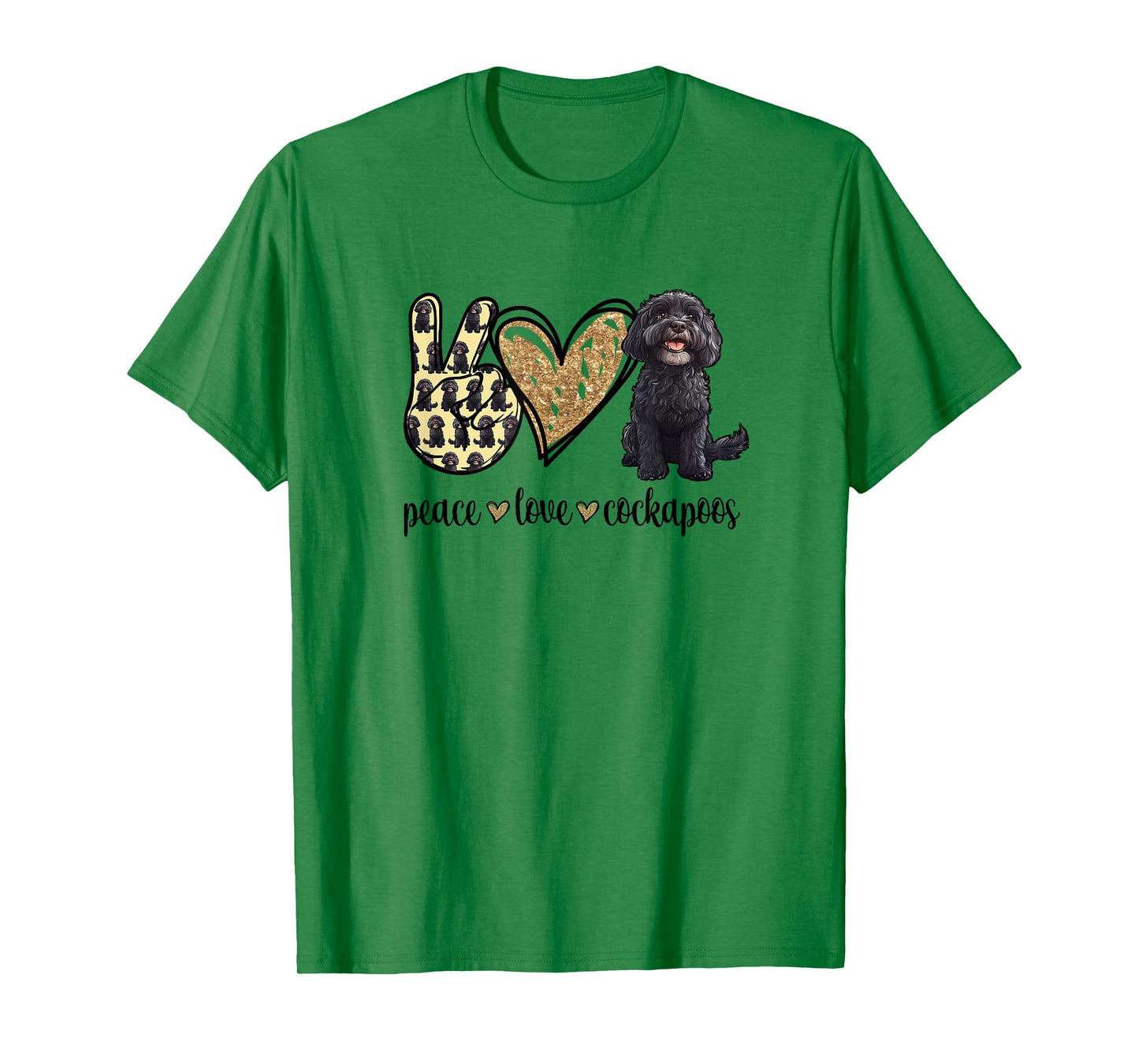 Cute Illustration Peace Love Black Cockapoo Lover T-Shirt