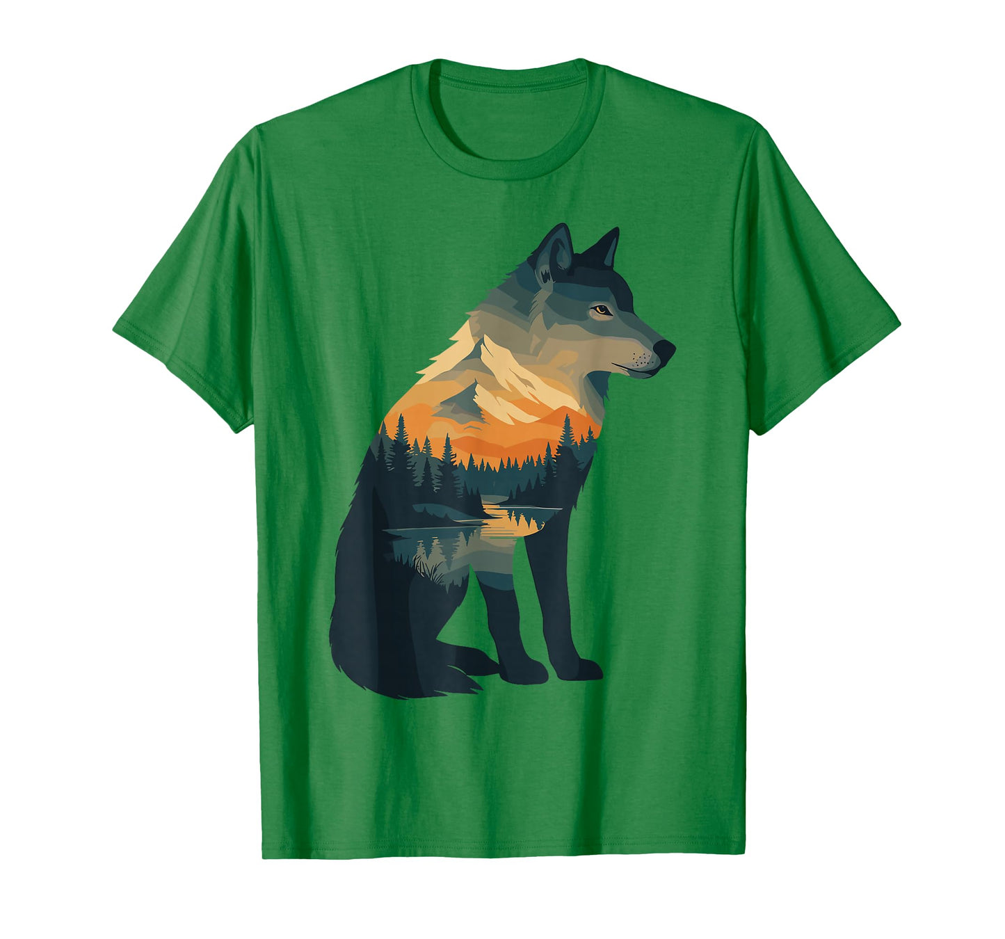Nature Mountains Adventure Wolf Outdoor Wildlife Forest T-Shirt