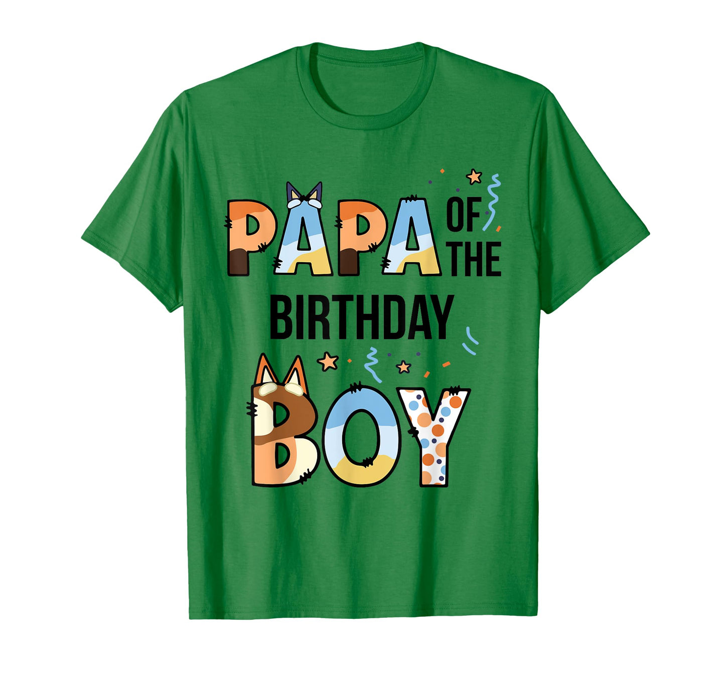 Papa Of The Birthday Boy Party Blue Dog Lover Matching T-Shirt