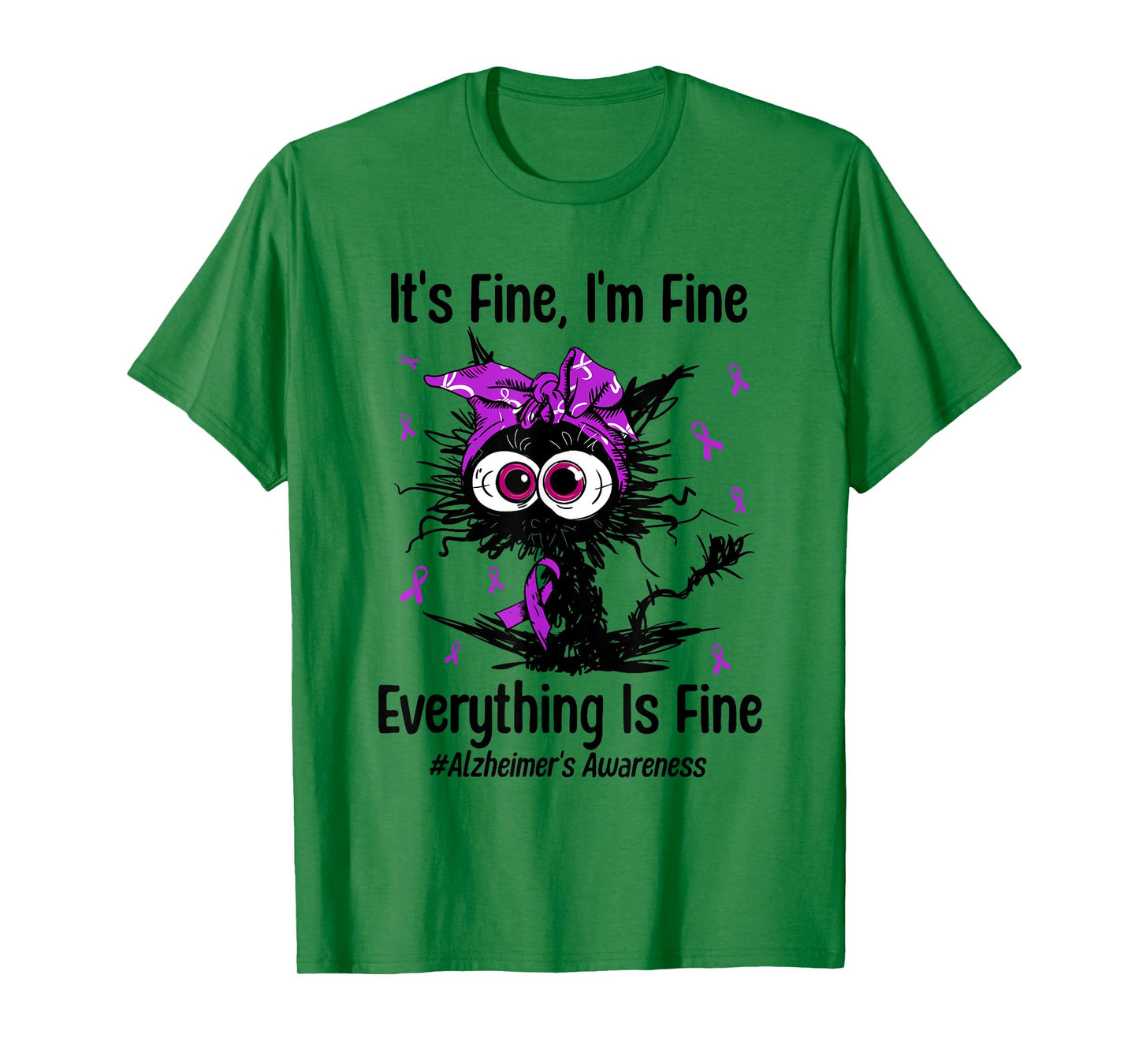 Funny Cat Alzheimer's Awareness Ribbon Purple Dementia T-Shirt