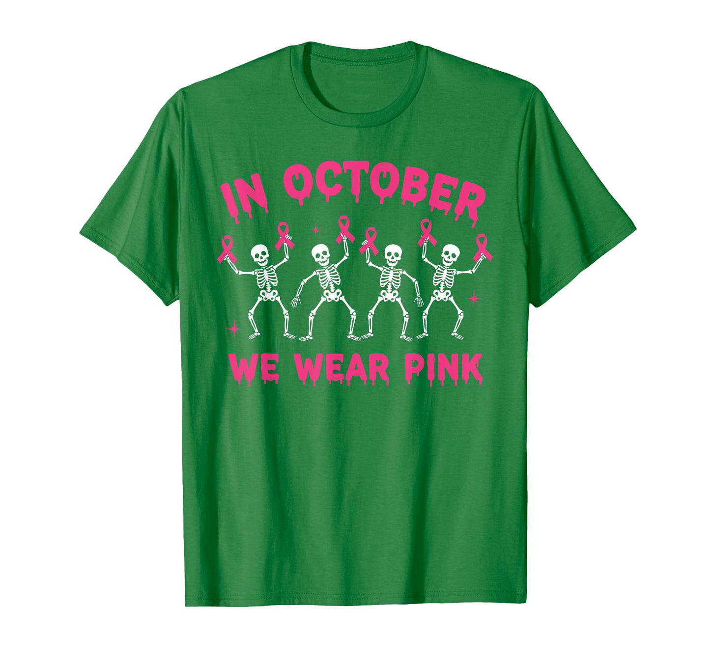 Pink Ribbon Breast Cancer Awareness Skeleton Boys Men Kids T-Shirt
