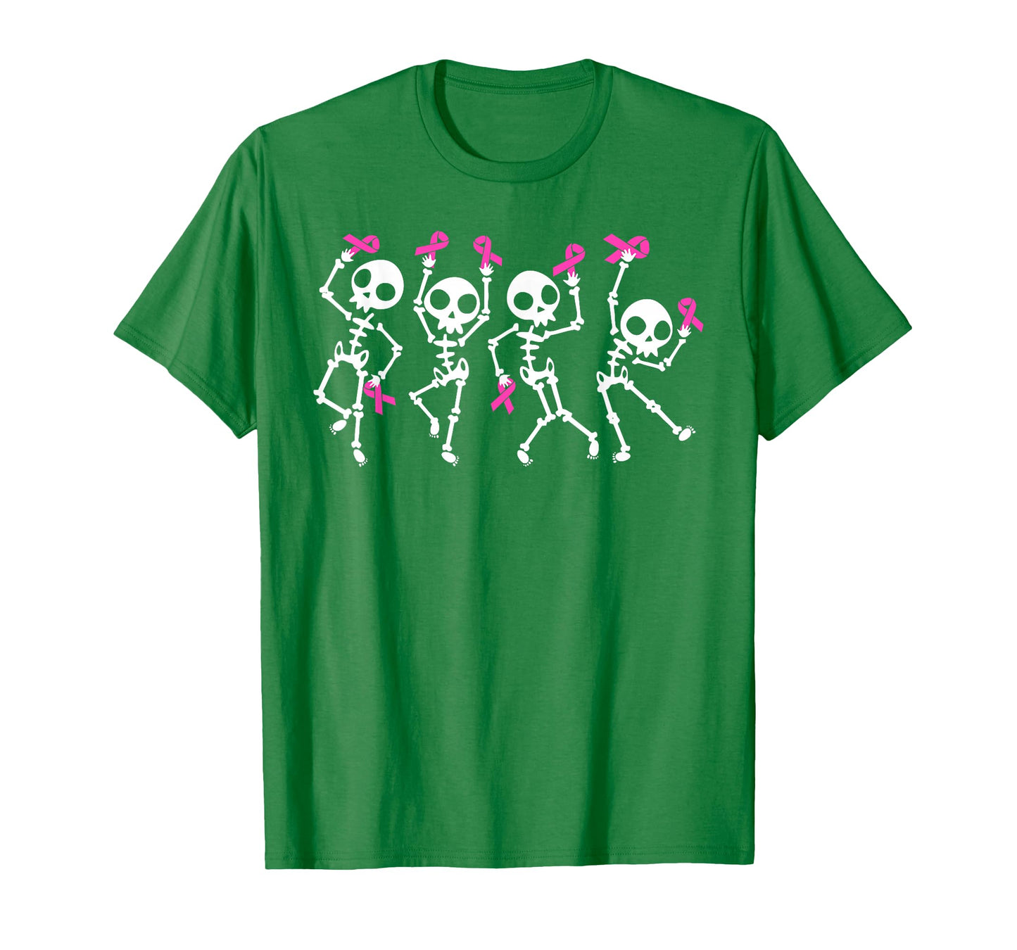 Pink Ribbon Breast Cancer Awareness Skeleton Boys Men Kids T-Shirt