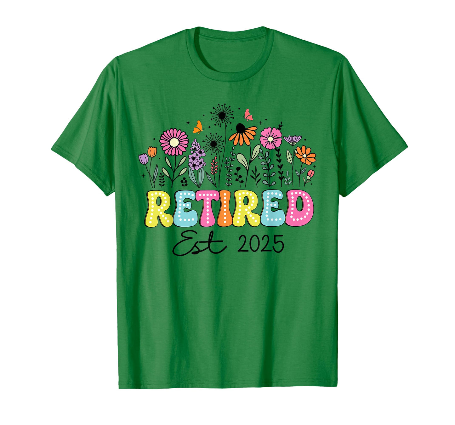 Retired Est 2025 Boho Floral Retirement Retire Teacher Women T-Shirt