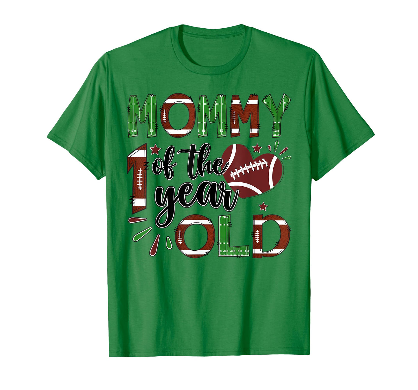 Mommy Of The 1 Year Old Football 1St Year Down Birthday T-Shirt