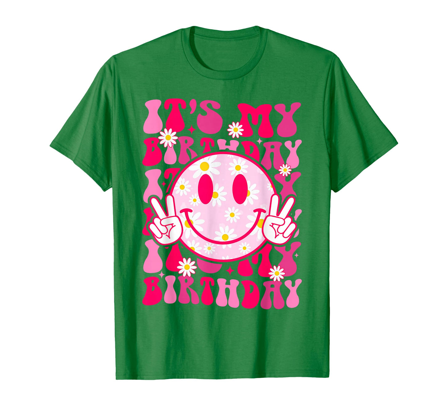 Groovy It's My Birthday Women Teens Girls Preppy Smile Face T-Shirt