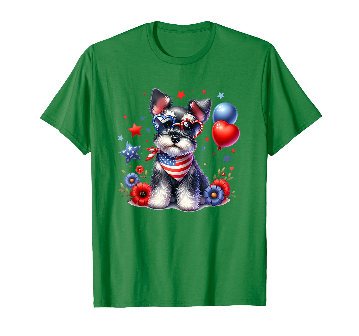 Patriotic Miniature Schnauzer American Flag 4th of July USA T-Shirt