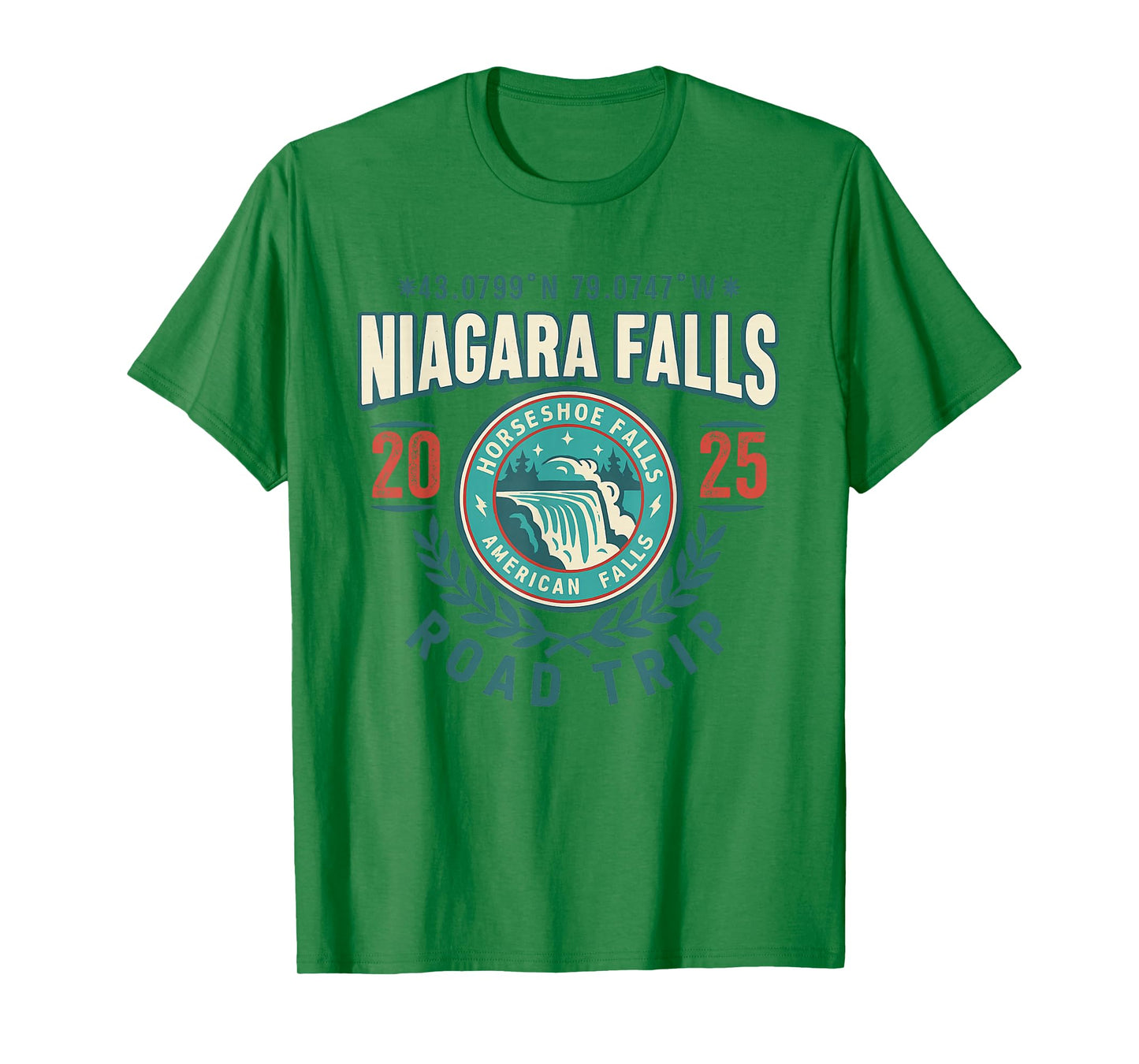 Niagara Falls 2025 Coordinates Road Trip Souvenir T-Shirt