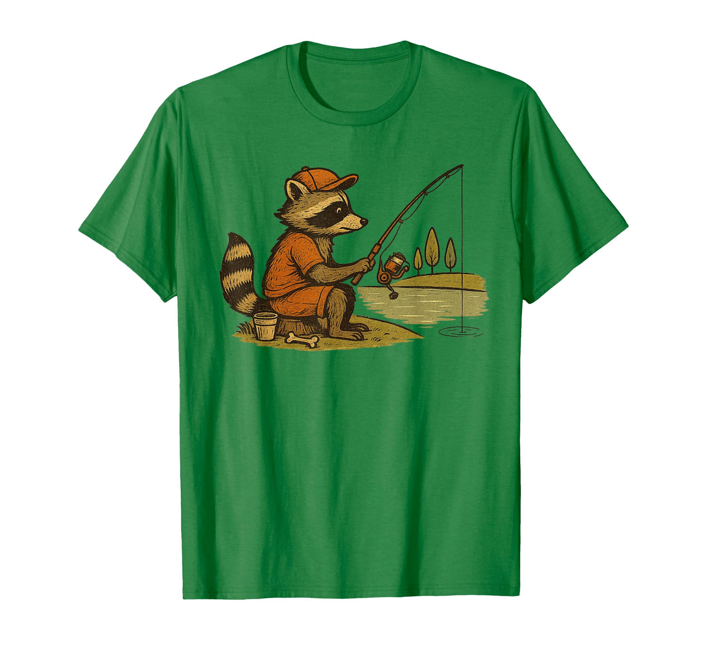 Funny Raccoon Fishing for Men Kids and Boys T-Shirt