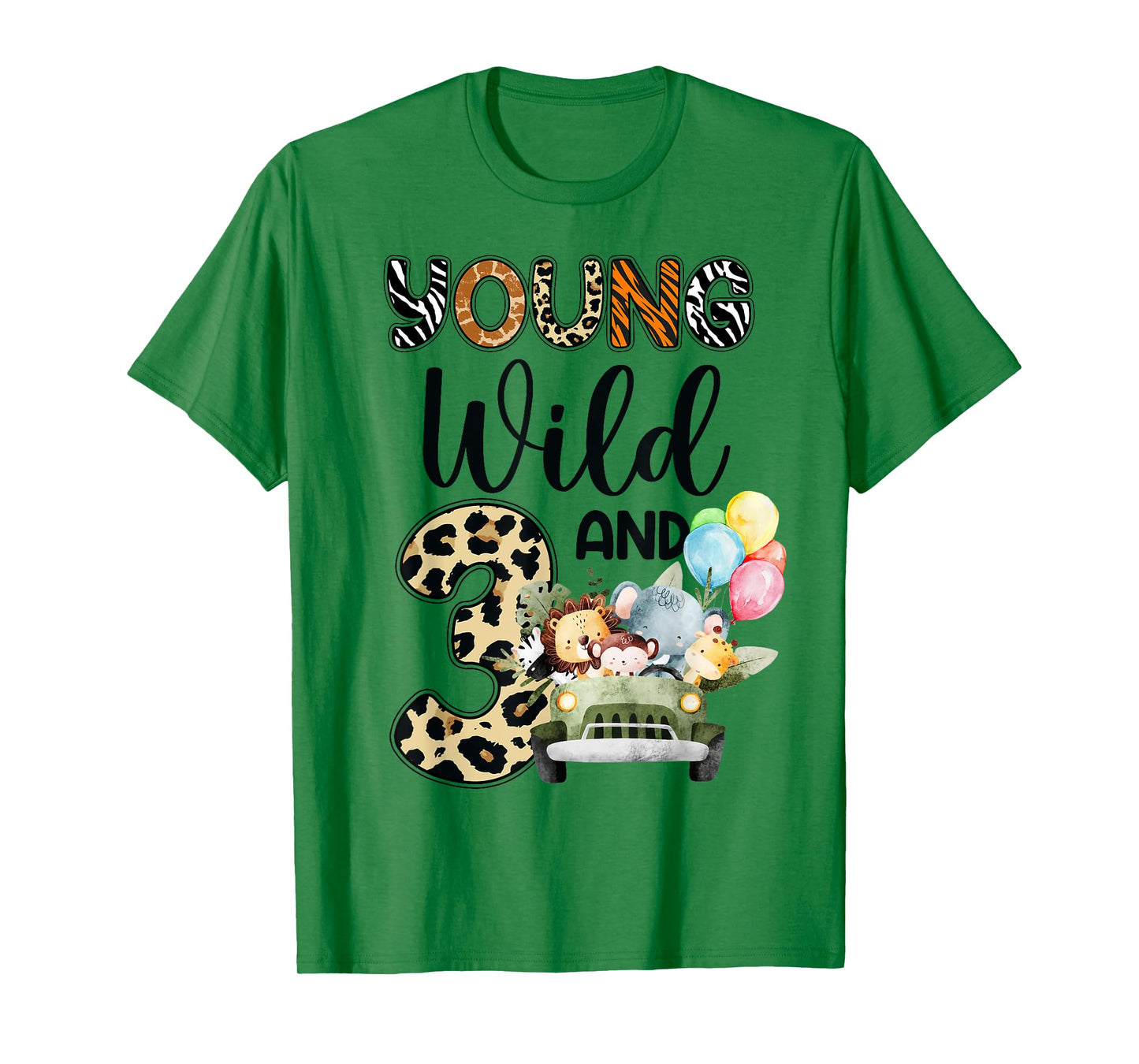 3rd Birthday Toddler Young Wild Three 3 Year Old Safari Zoo T-Shirt