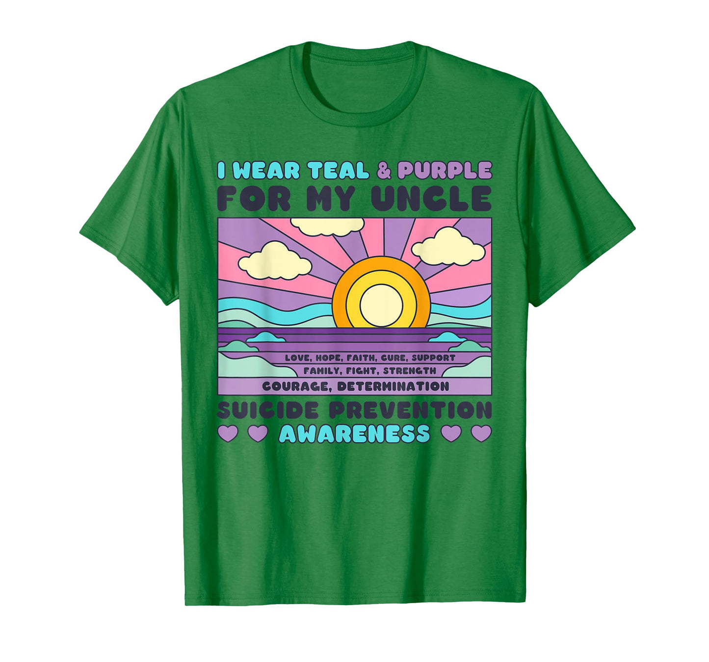 I Wear Teal & Purple For My Uncle Suicide Prevention Sunset T-Shirt
