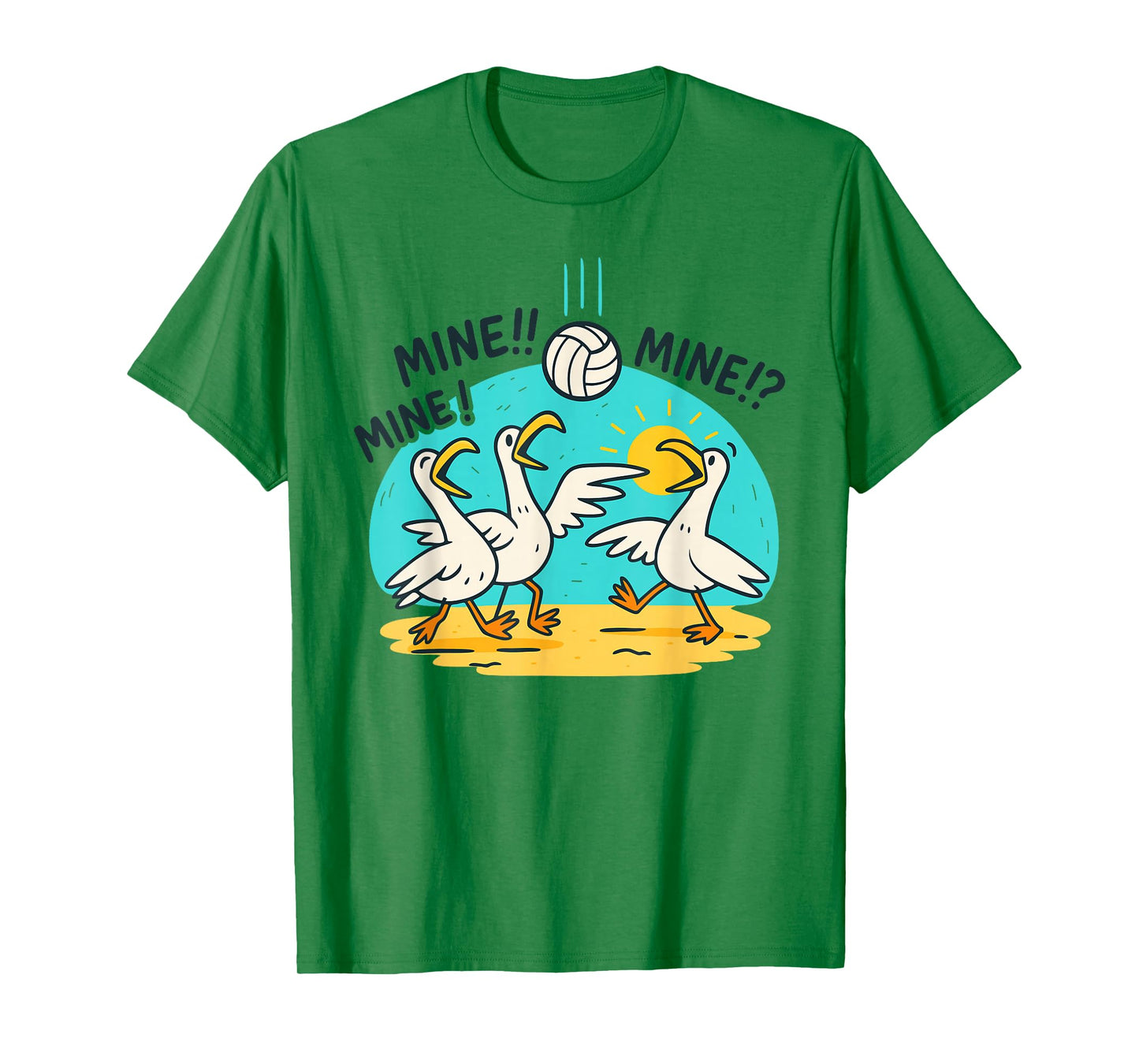 Funny Bird Playing Volleyball Mine Game Day Vibes Sports T-Shirt