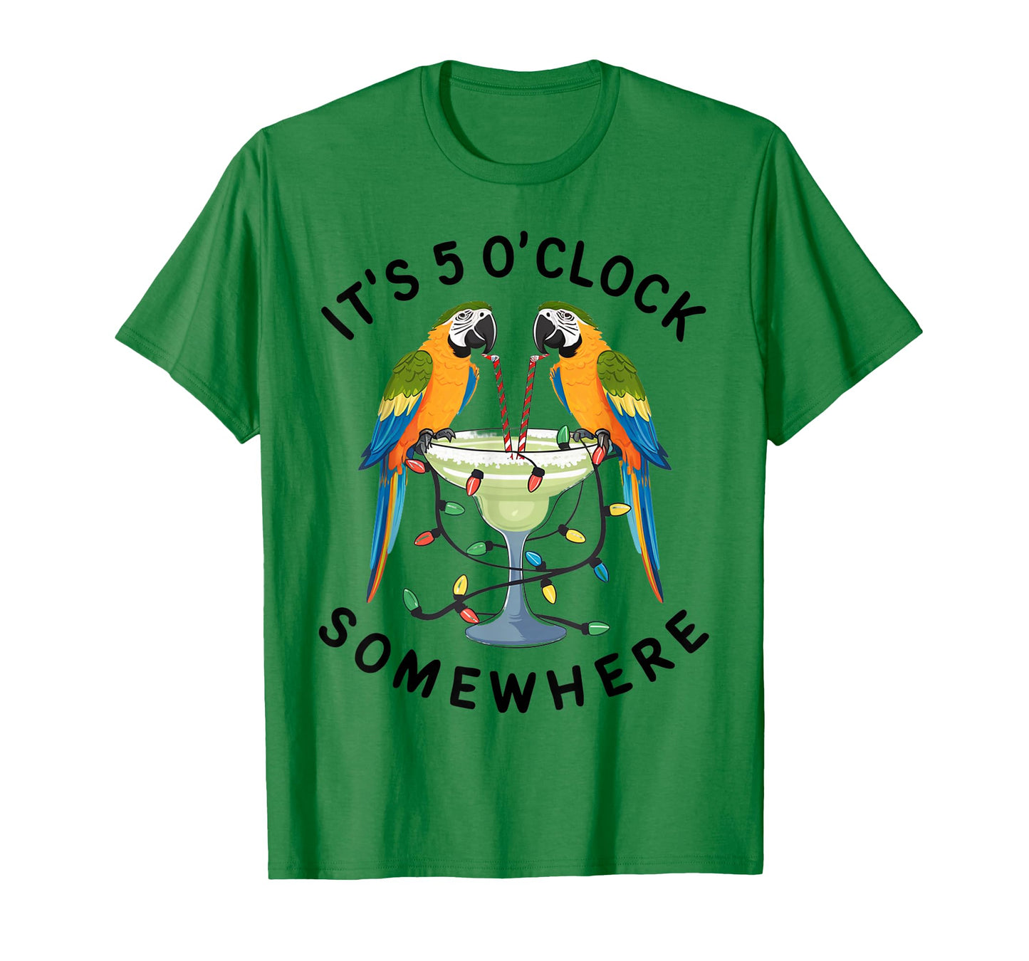 Funny 5 Oclock Somewhere Hawaiian Shirt Parrots Margarita T-Shirt