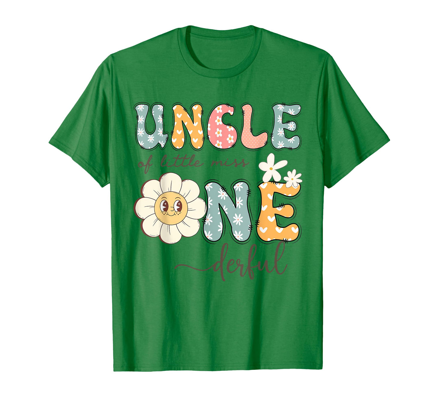 Uncle Of Little Miss Onederful 1St Birthday Daisy Lover T-Shirt