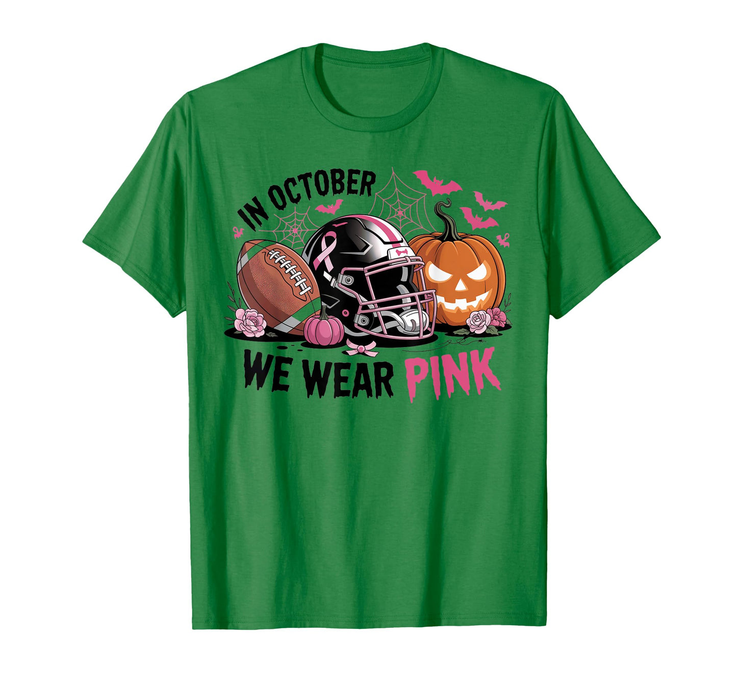 October We Wear Pink Football Breast Cancer Awareness Month T-Shirt