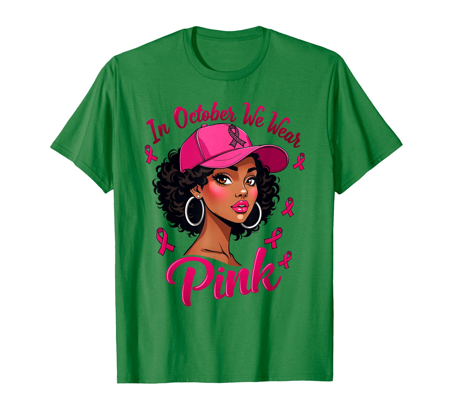 Black Women In October We Wear Pink Breast Cancer Awareness T-Shirt