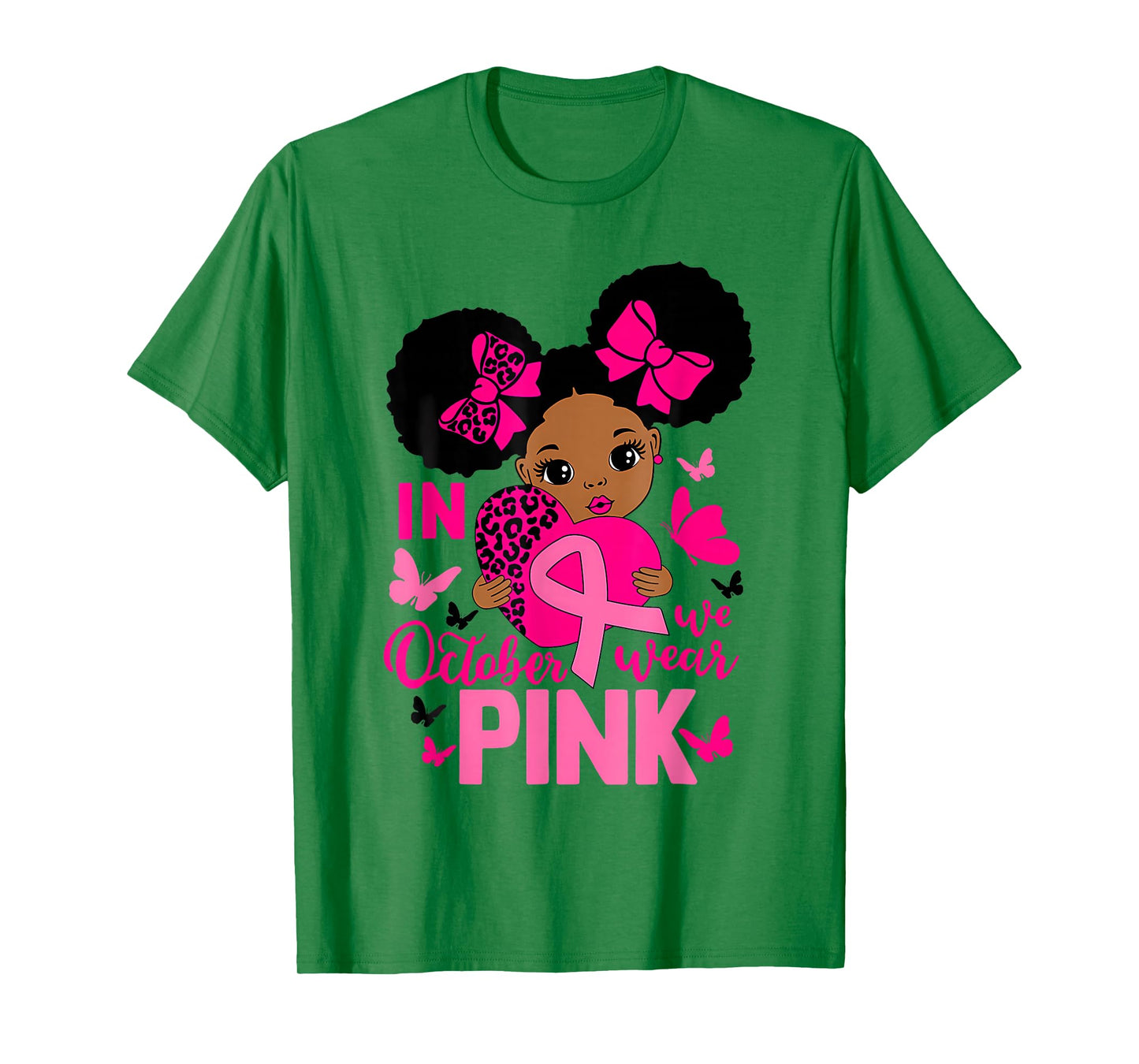 Messy Bun in October We Wear Pink Girls Toddlers T-Shirt