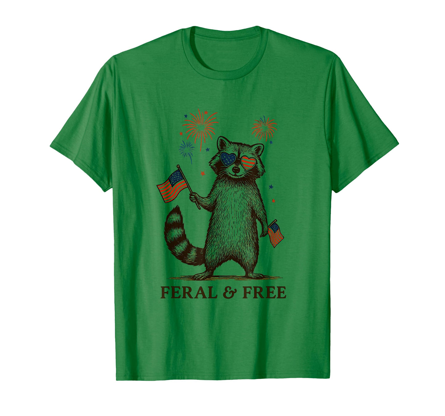 Feral But Free Fireworks Feral Summer Raccoon 4th Of July T-Shirt