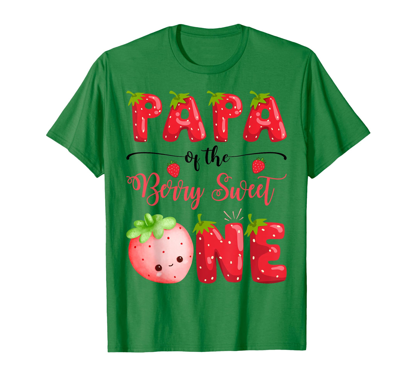 Papa Of The Berry Sweet One Birthday Girl Strawberry T-Shirt