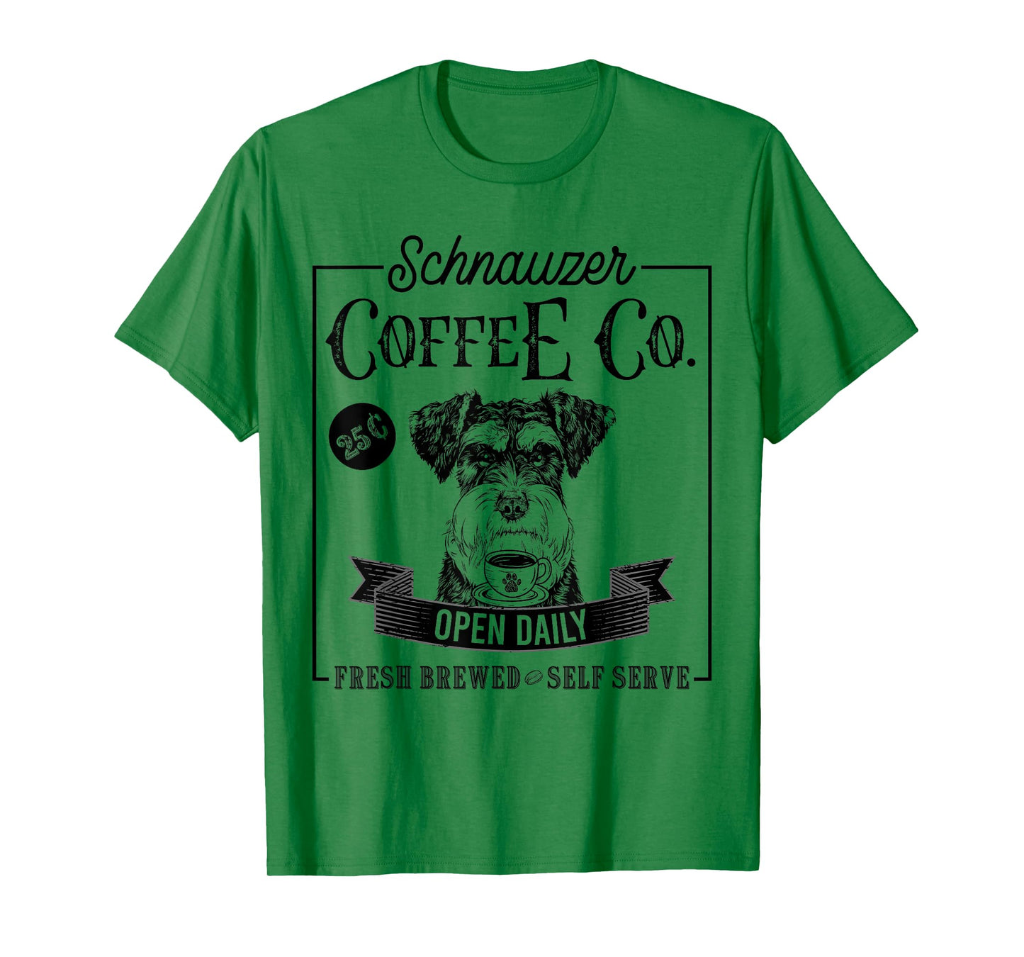 Retro Miniature Schnauzer Coffee Funny Dog Mom Coffee Lover T-Shirt