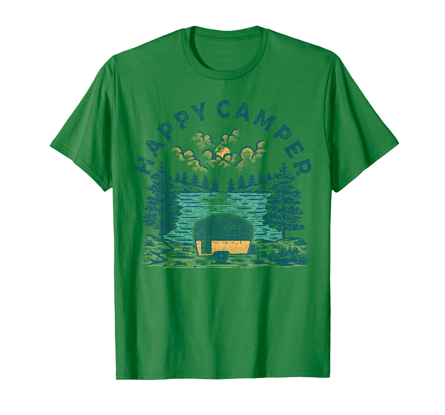 Happy Camper Hiking Lake Camping Family Vacation Vintage T-Shirt