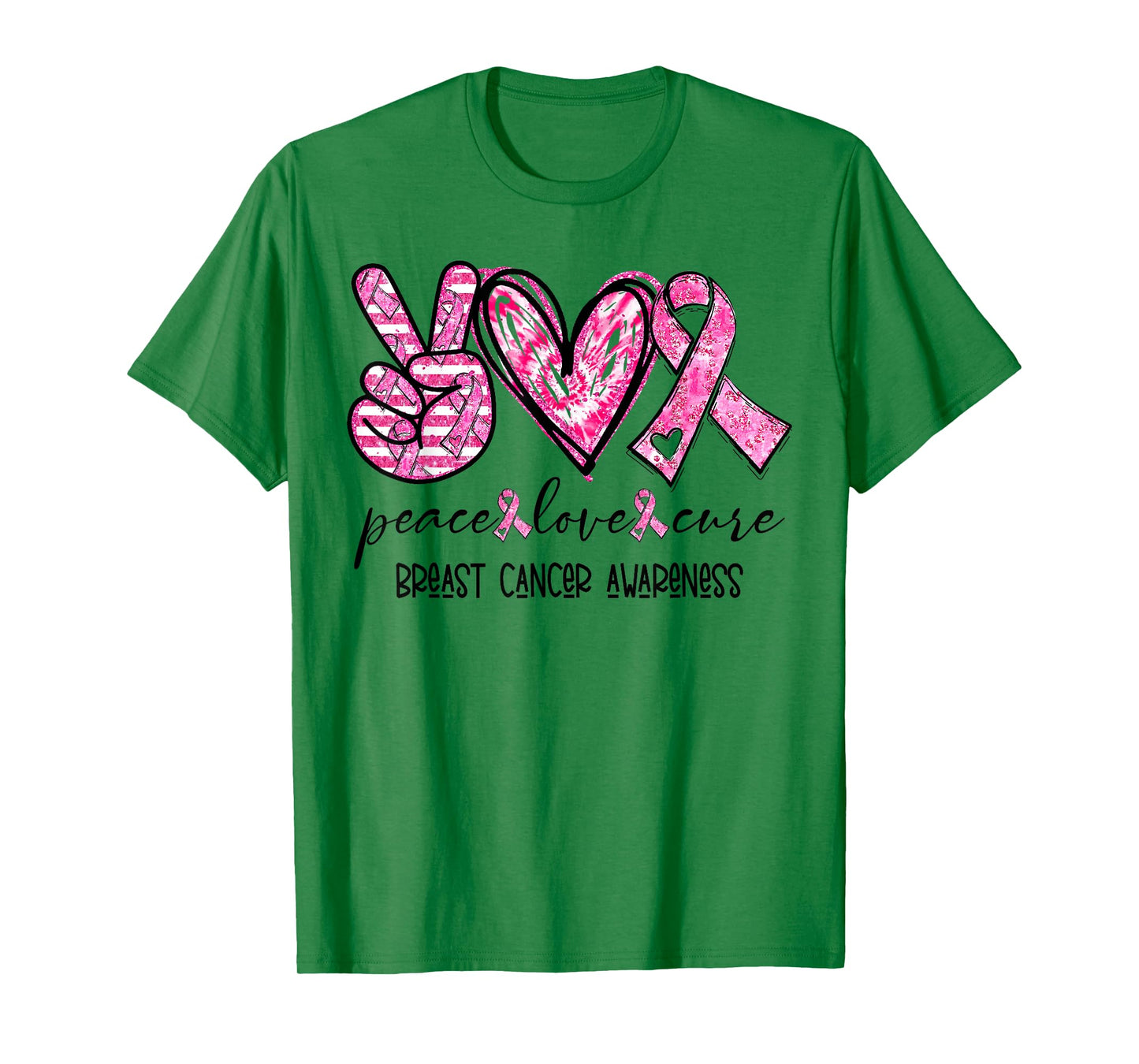 Peace Love Cure Breast Cancer Awareness Pink Ribbon T-Shirt