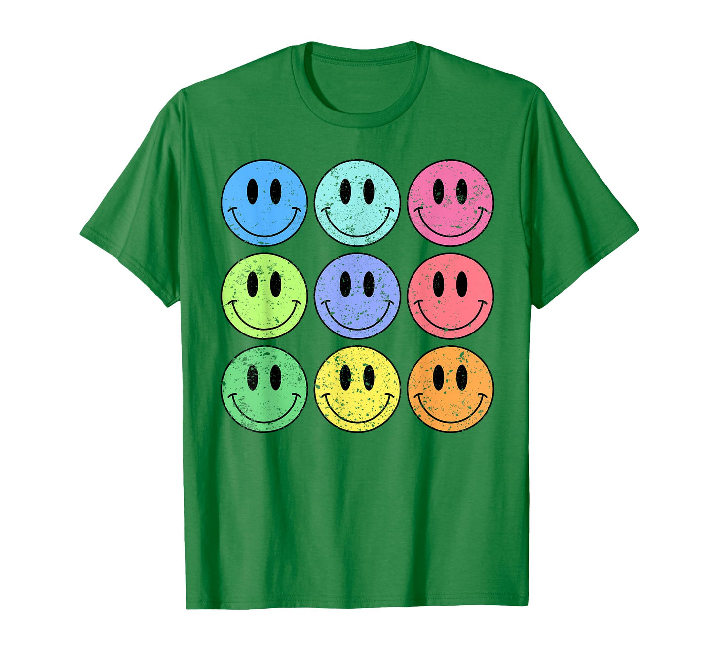Retro Groovy Checkered Pattern Smile Face Trendy Womens Kids T-Shirt
