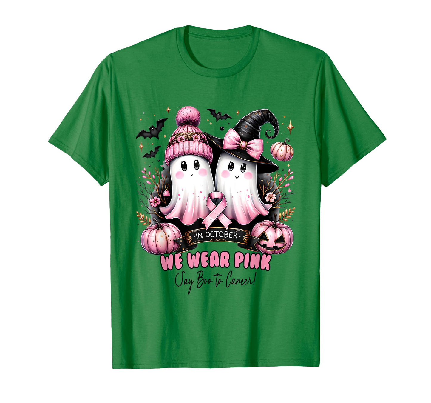 in October We Wear Pink Say Boo to Breast Cancer Awareness T-Shirt