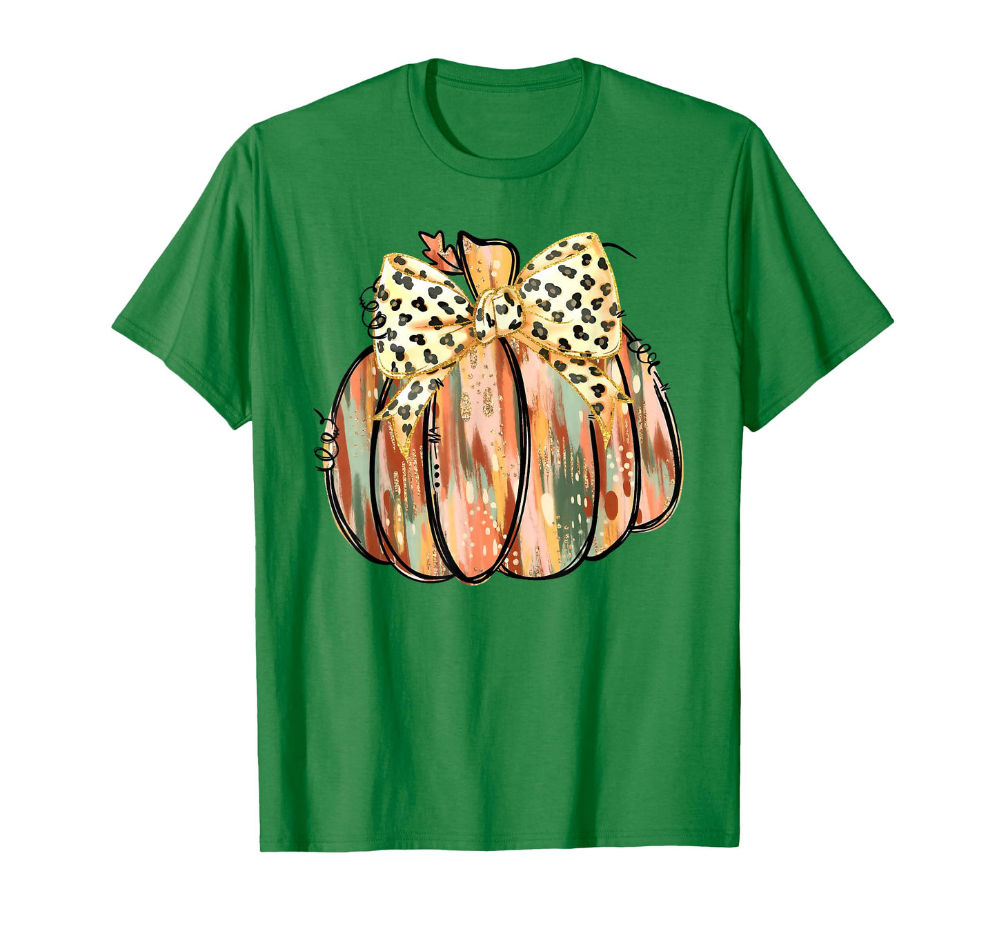 Coquette Bow Pumpkin Season Autumn Fall Leaves Thanksgiving T-Shirt