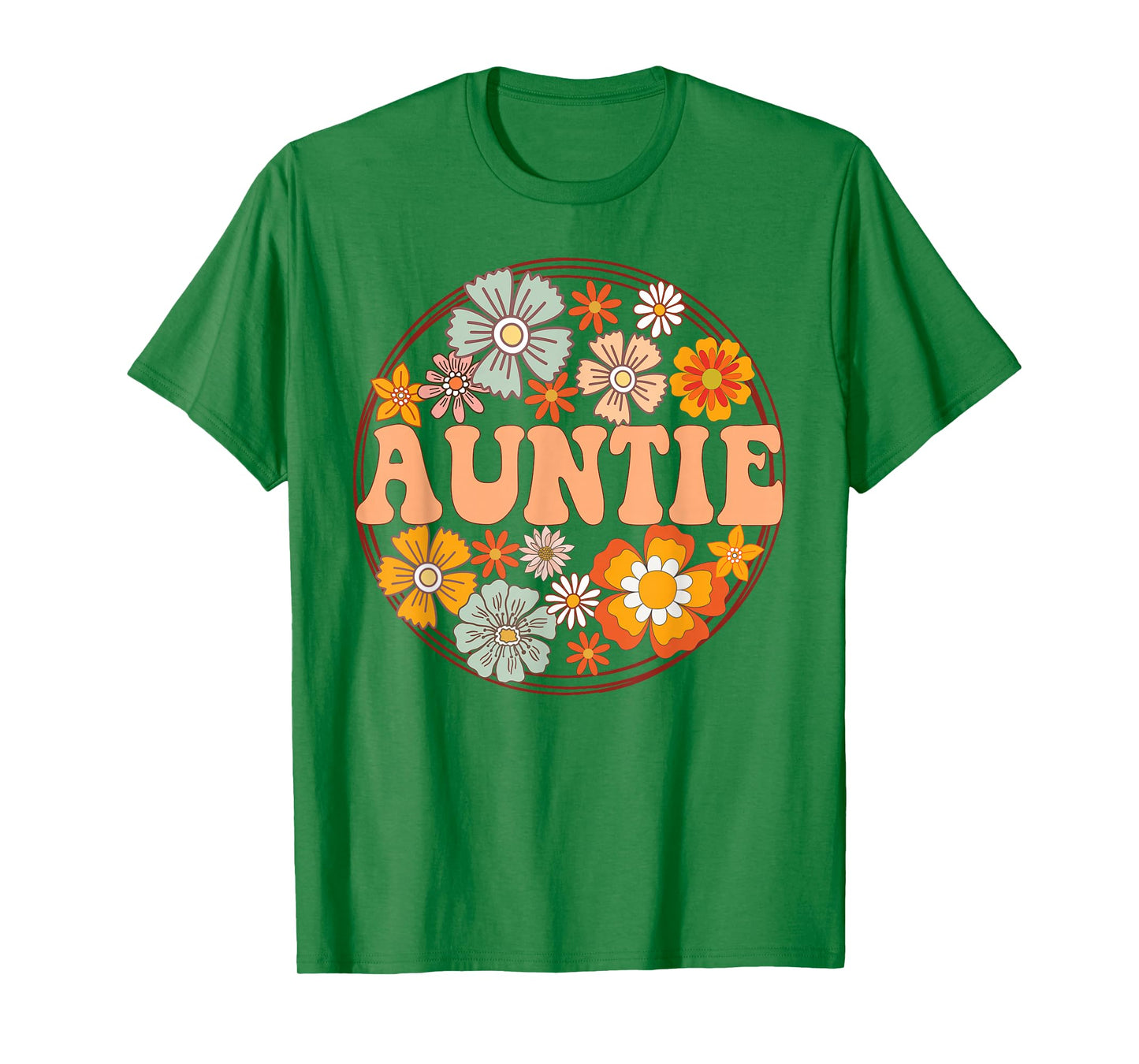 Groovy Auntie Retro Flowers Women Mother's Day Aunt T-Shirt