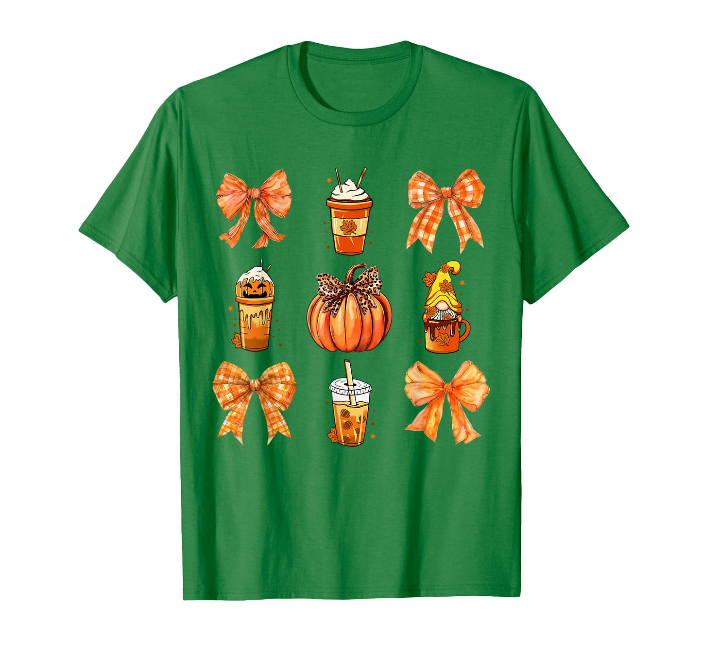 Fall Coffee Pumpkin Spice Latte Iced Bow Autumn Coffee T-Shirt