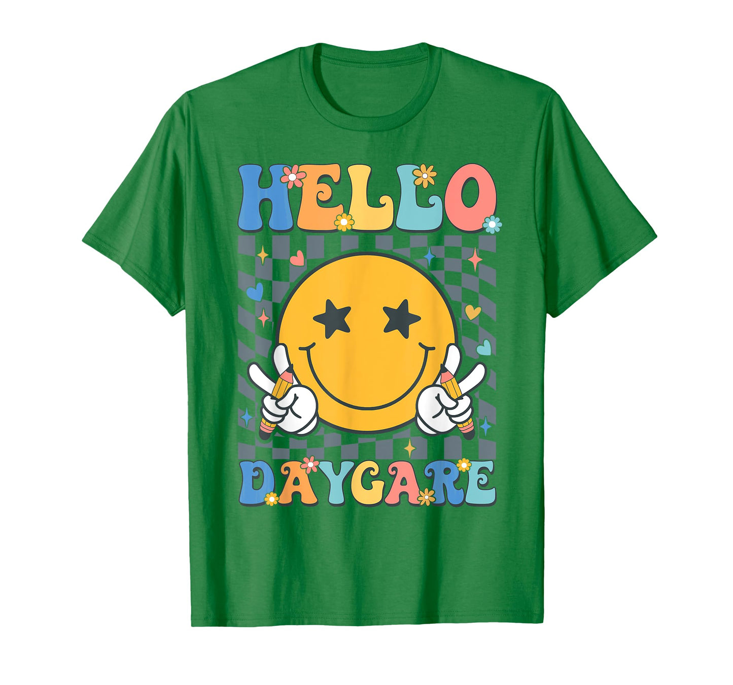 Hello Daycare Team Groovy Back To School Daycare Teacher Kid T-Shirt