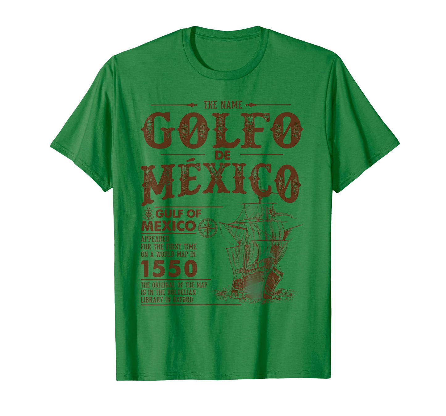 Vintage Gulf Of Mexico Map Name Origin Since 1550 T-Shirt
