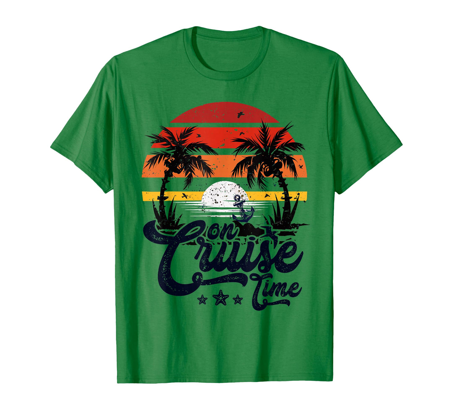 On Cruise Time Coconut Tree Graphic Summer Vacation Cruising T-Shirt