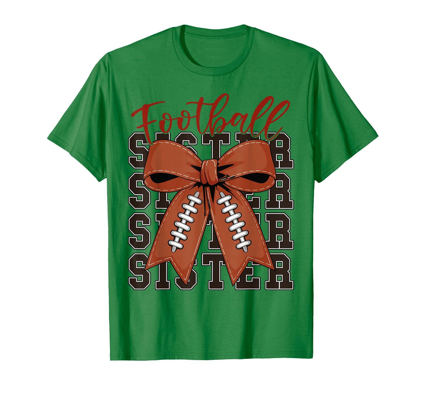 Girl Football Sister Coquette Bow Football Game Day Teen T-Shirt