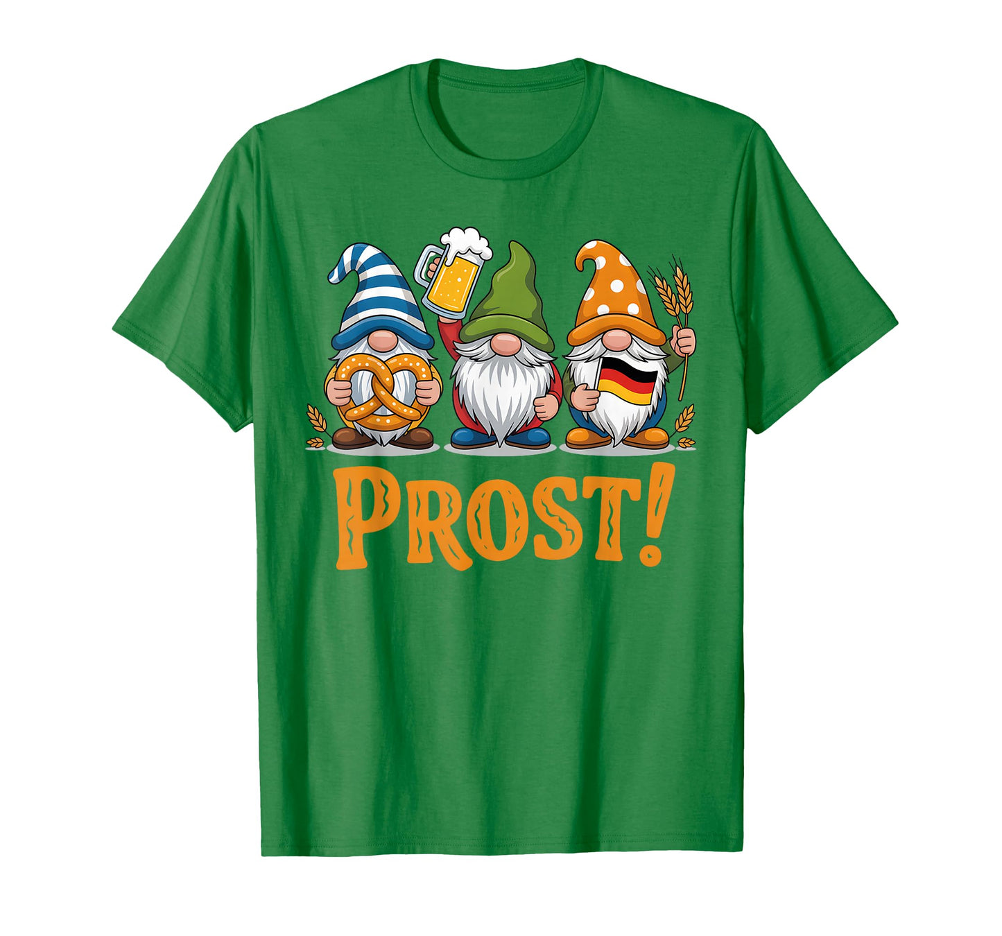 Oktoberfest Gnomes Prost Beer Pretzel German Flag Funny T-Shirt