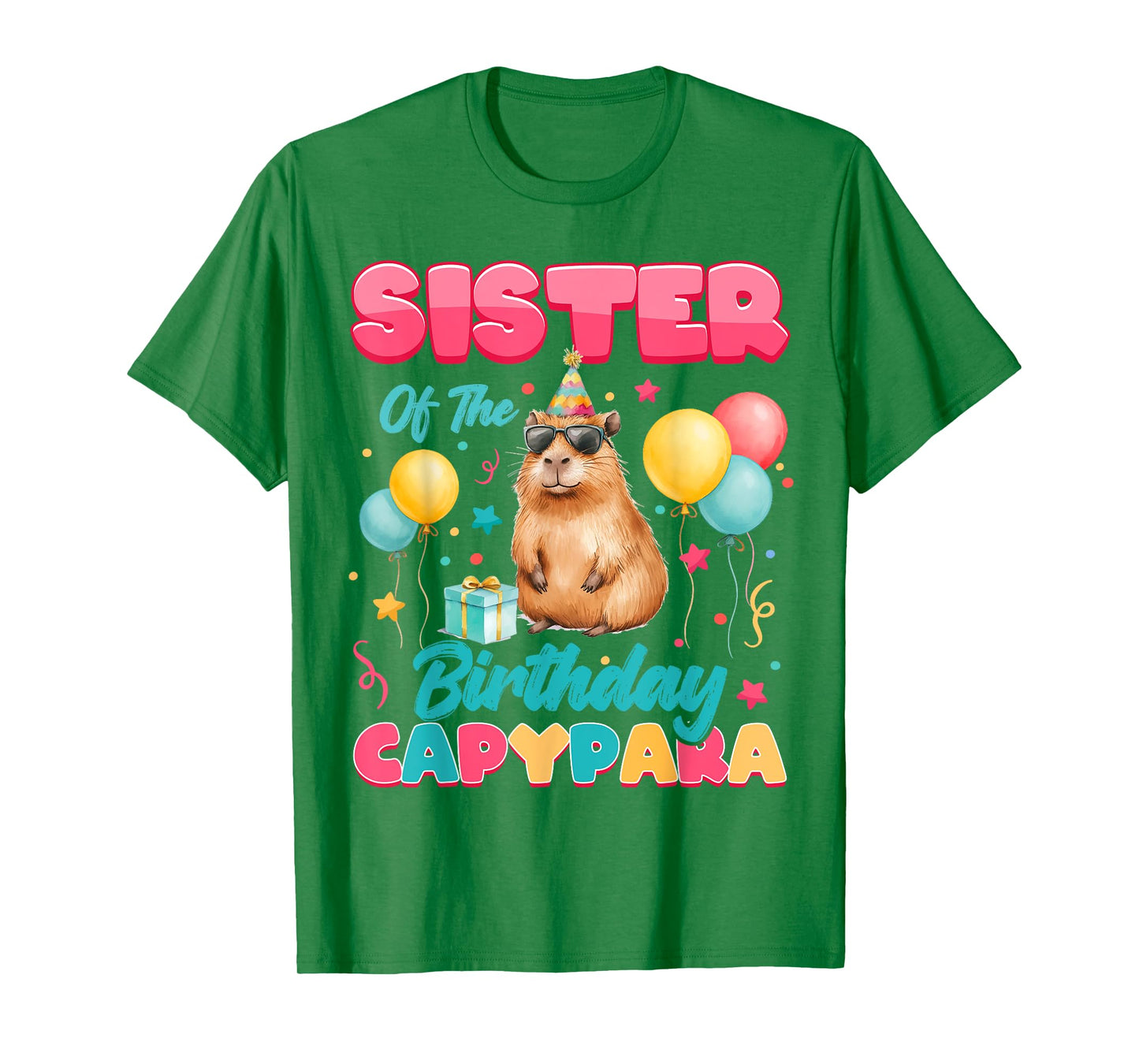 Sister Of The Birthday Capybara Group Family Matching Party T-Shirt