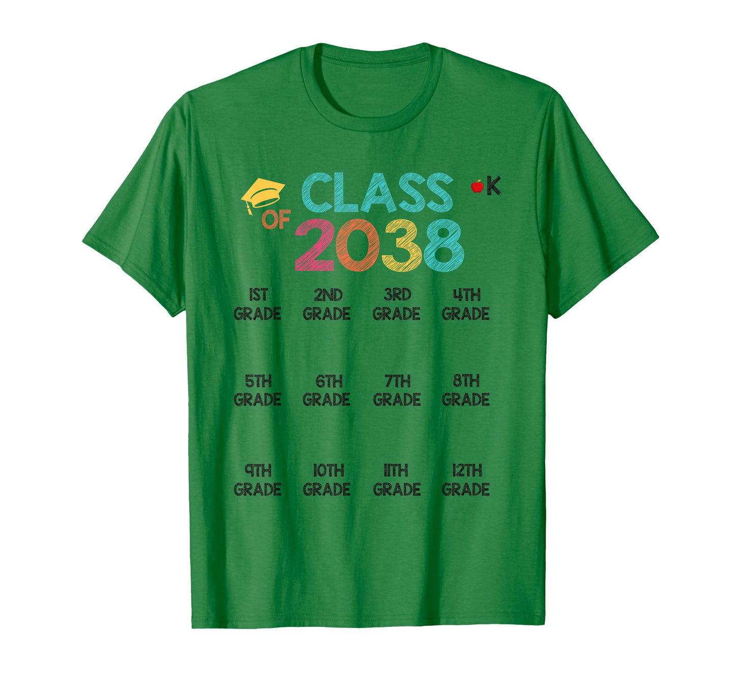 Class of 2038 Grow With Me Shirt Handprint Pre-K 12th Grade T-Shirt
