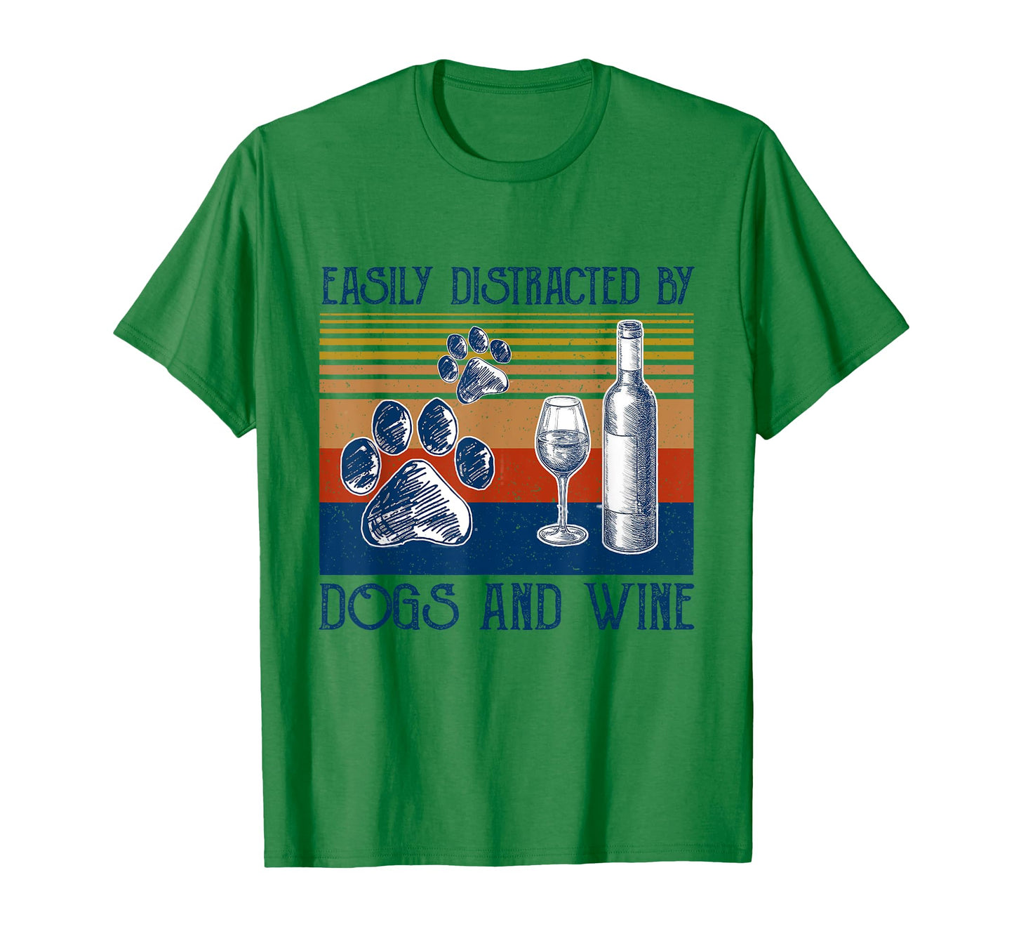 Easily Distracted By Dogs and Wine Funny Gift for Dog Lovers T-Shirt for Men Women