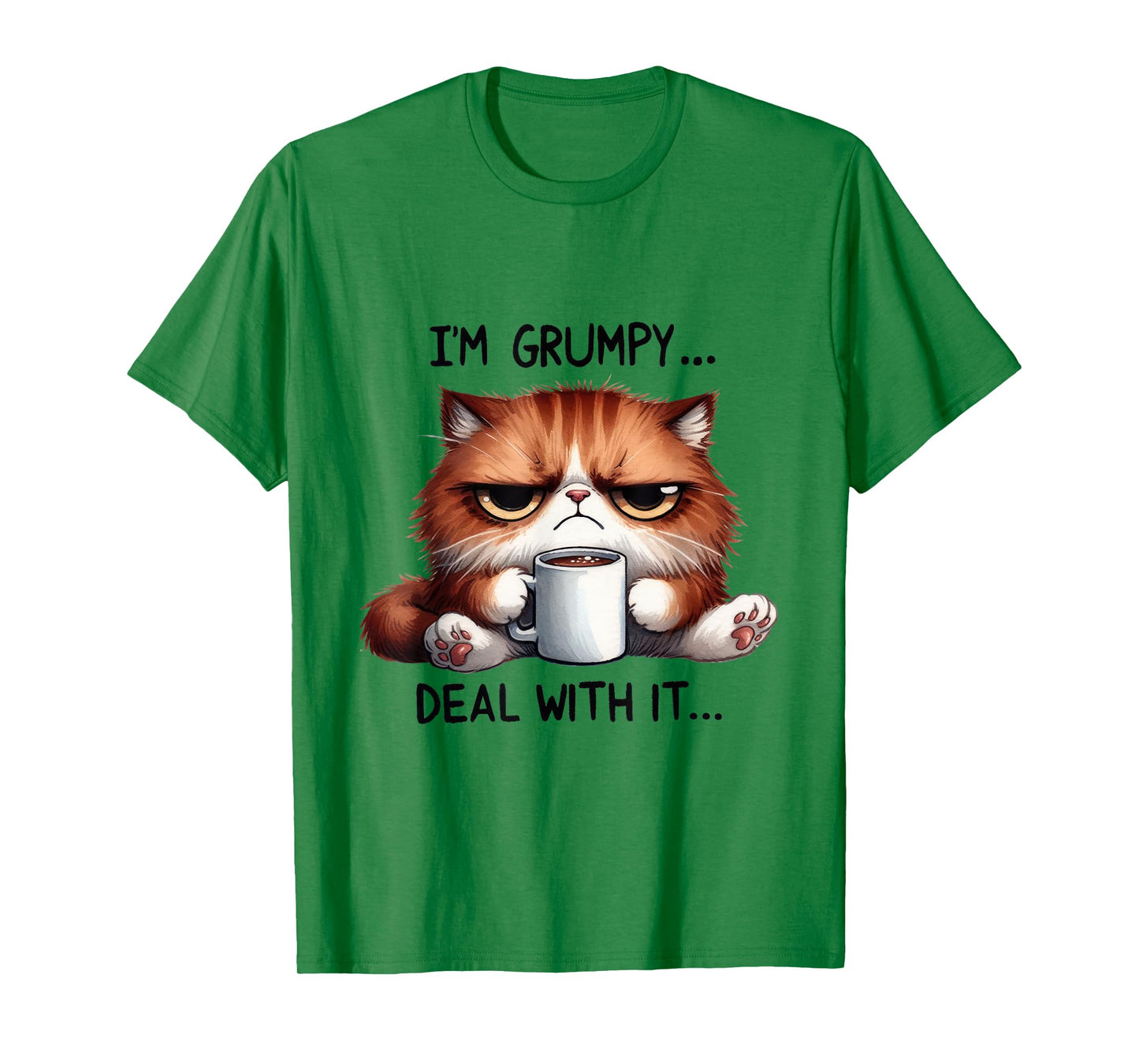 funny cat i'm grumpy deal with it T-Shirt for Men Women Kids