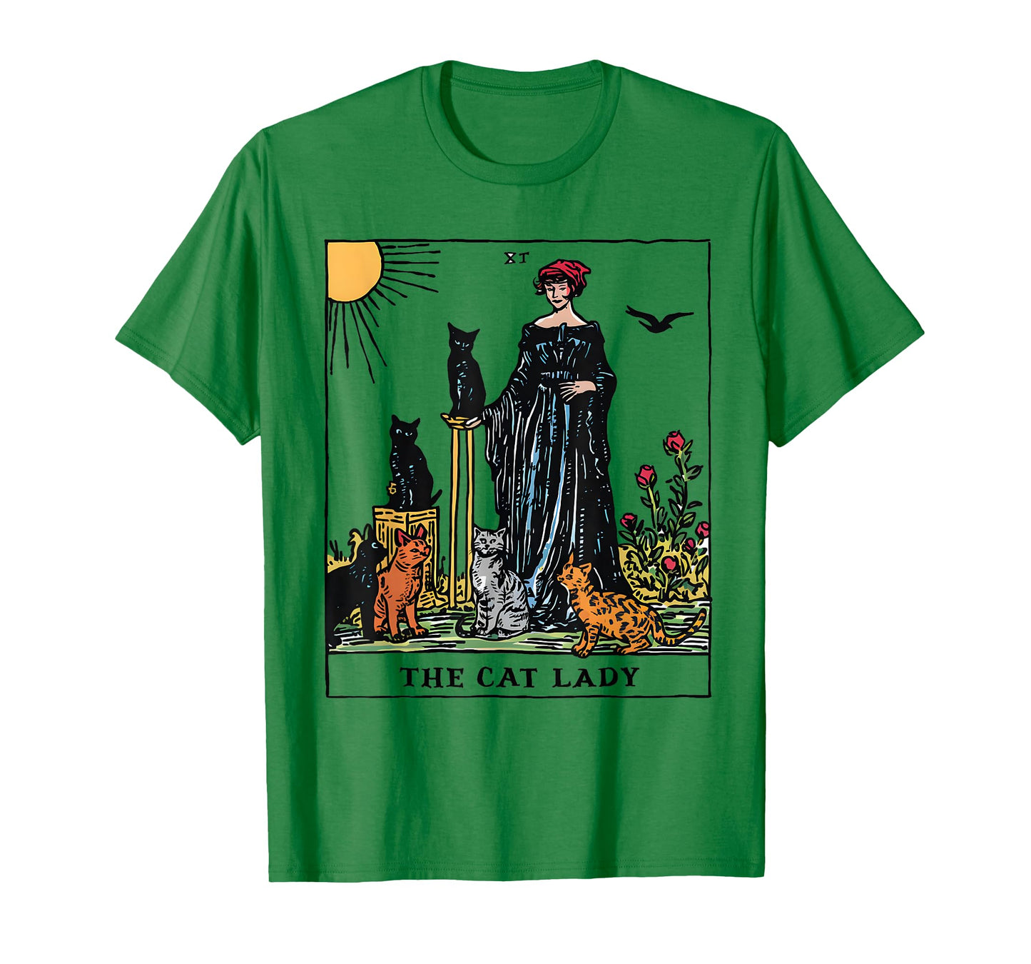 The Cat Lady Tarot Card Vintage Gothic Women Cat Mom T-Shirt