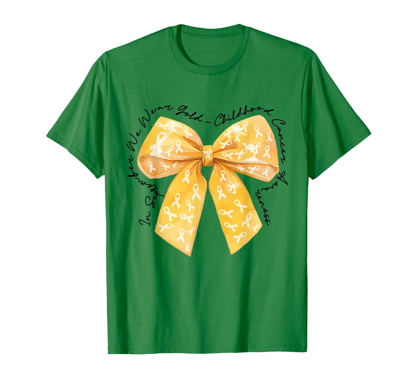 In September We Wear Gol-d Childhood Cancer Coquette Bow T-Shirt