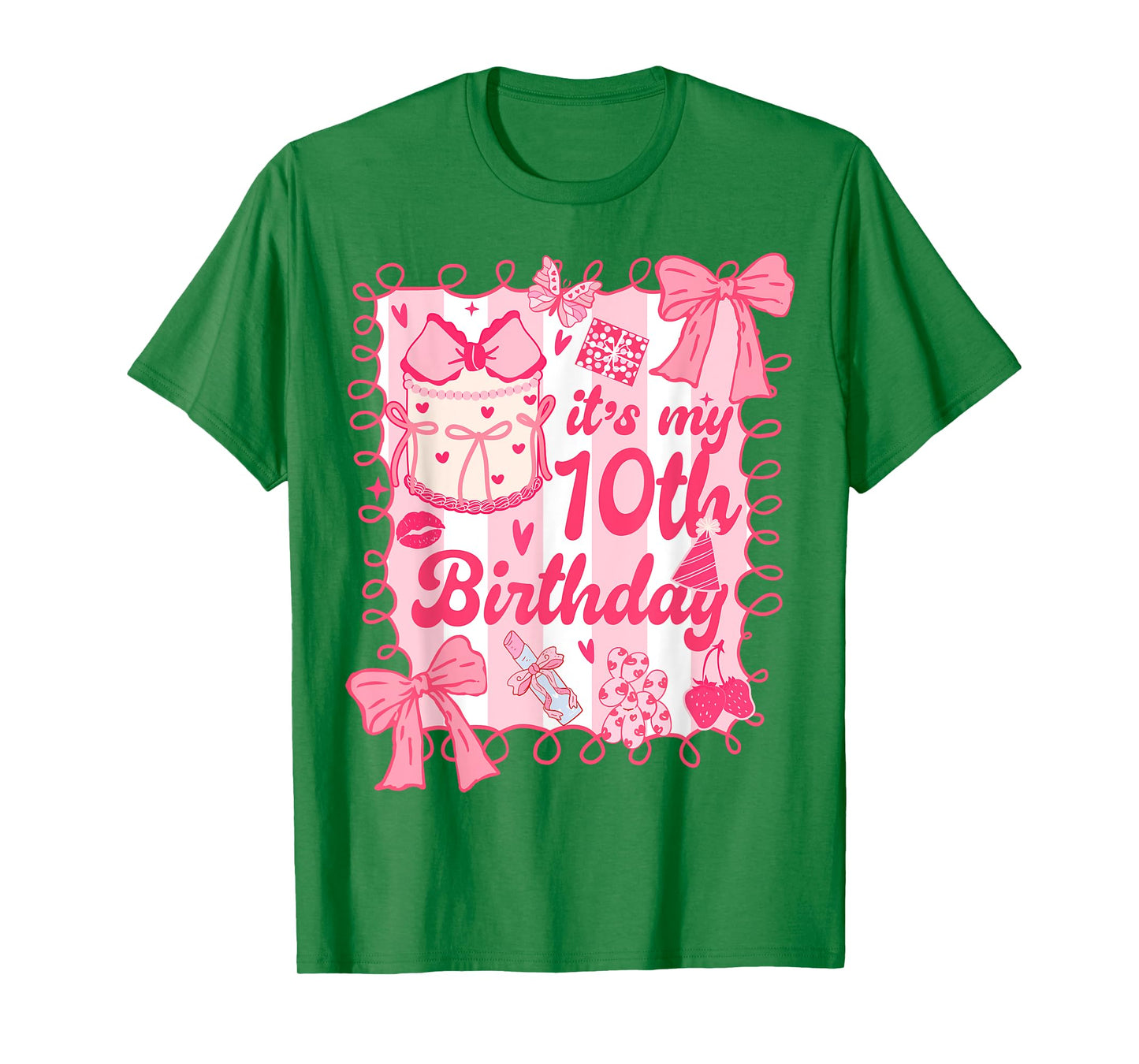 Kids It's 10th Birthday Coquette Aesthetic 10 Years Old Girl T-Shirt