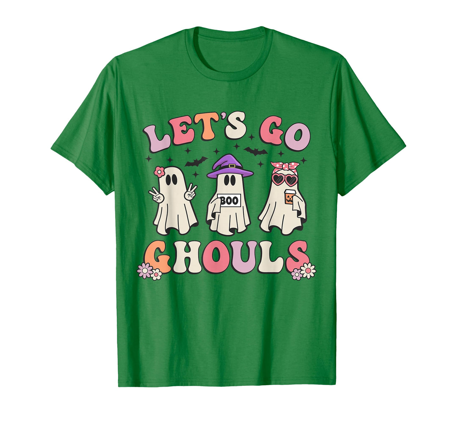Lets Go Ghouls Retro Halloween Ghost Women Toddler Girl T-Shirt