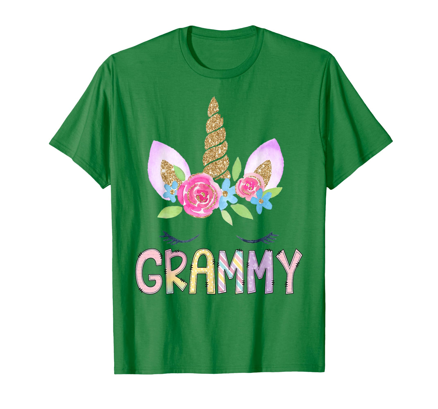 Grammy Unicorn Floral Birthday Girl Family Matching T-Shirt