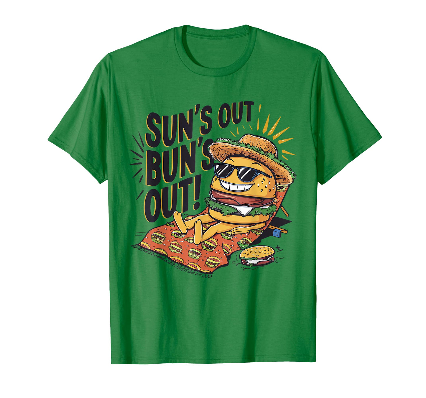 Sun's Out Bun's Out Funny Summer Cheeseburger Food Lover T-Shirt for Men Women