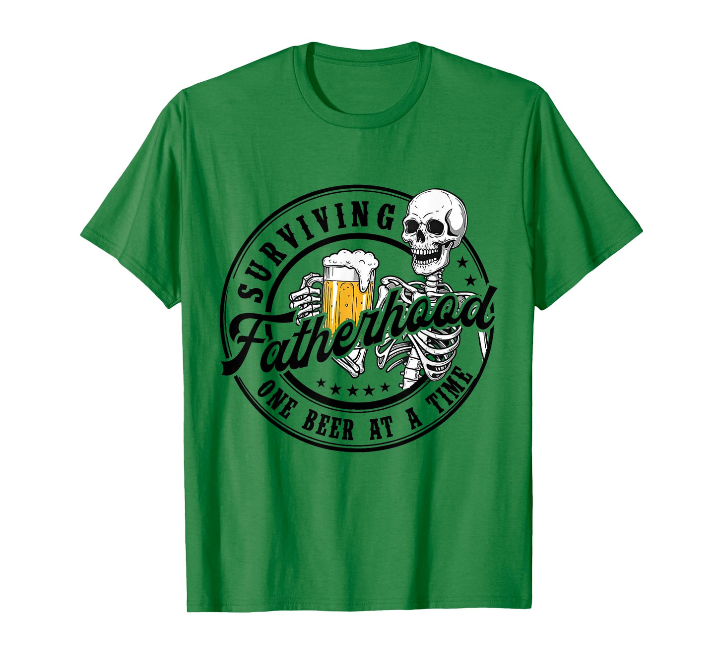 Surviving Fatherhood One Beer At A Time Skeleton Dad Jokes T-Shirt